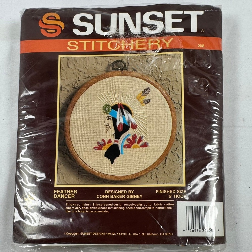 Vintage Sunset Stitchery Southwestern Feather Dancer Embroidery Kit 208 SEALED